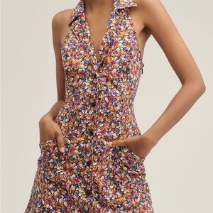 Maeve by Anthropology Multicolor Floral Halter Mini Dress